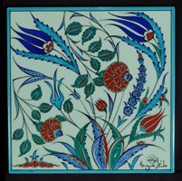 One-piece tile with floral pattern