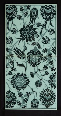 Two-tile panel with black&White floral pattern