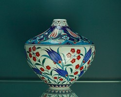 Conical vase with floral pattern
