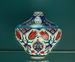 Conical vase with floral pattern