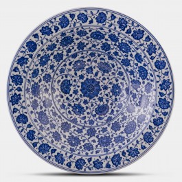 PLATE Blue and white deep plate with floral pattern ;;40;;;