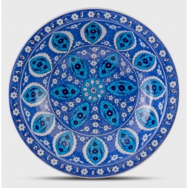 Blue and white deep plate with Rumi pattern ;;40;;; - ARTIST Adnan Ergüler  $i