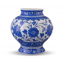 BLUE & WHITE Blue and white jar with floral pattern ;25;20;;;
