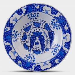 BLUE & WHITE Blue and white plate with grape pattern ;;36;;;