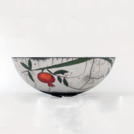 RAKU Bowl with pomegranates in contemporary style ;14;39