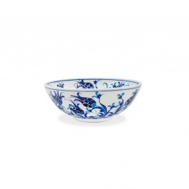 BLUE & WHITE Bowl with tulips and saz leaves ;;