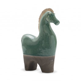 CONTEMPORARY Handcrafted Deep Green Raku Horse Horse Figurine;20;16;;;