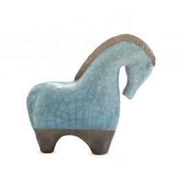 DECORATIVE ITEM & OBJECTS Handcrafted Light Blue Raku Horse  Horse Figurine;16;17;;;