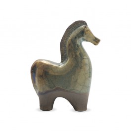 CONTEMPORARY Handcrafted Olive Green Raku Horse Horse Figurine;20;16;;;