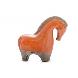 DECORATIVE ITEM & OBJECTS Handcrafted Orange Raku Horse  Horse Figurine;16;17;;;