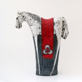 RAKU Horse figurine with chintemani ;38;33;;;