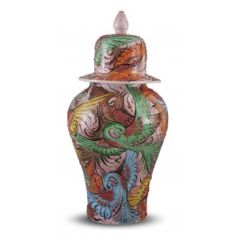 CONTEMPORARY Lidded vase with birds ;44;22;;;