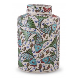 VASE Lidded vase with fish pattern ;25;16;;;