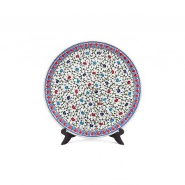 GEOMETRIC Plate with central carnation flower pattern ;;