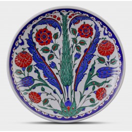 ARTIST Adnan Ergüler Plate with Cypress tree and floral pattern ;;30;;;