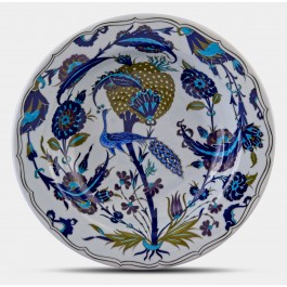 PLATE Plate with peacock and floral pattern ;;40;;;