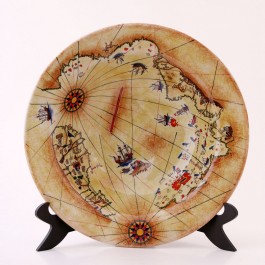 GEOMETRIC Plate with Pir'i Reis Map ;;