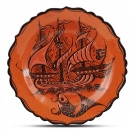 CONTEMPORARY Plate with ship and fish pattern ;;30;;;