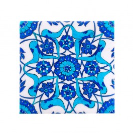 BLUE & WHITE Tile with central hatai and rumi pattern ;;20/25