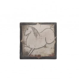 RAKU Tile with horse figure ;;