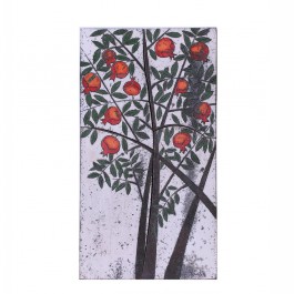 RAKU Tile with pomegranate tree ;68;37