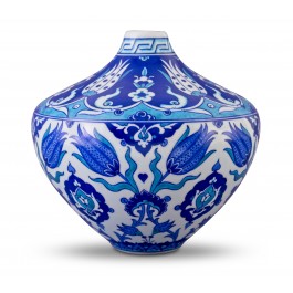 BLUE & WHITE Vase with tulips and Rumi pattern ;;;;;